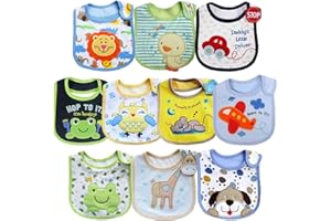 Tomkity 10 x Bavaglino Neonato Impermeabili Bambino Bandana Drool Bavaglini Panno per Ruttino Neonato