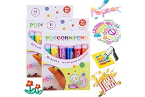 PUZAME 2 Pack DIY Bubble Popcorn Drawing Pens Magic Puffy Bubble Pen Puffy 3D Art Safe Pen, Popcorn Pens, Magics Colour DIY Bubble Popcorn Drawing Pens for Kids Children Greeting Birthday Christmas Gift