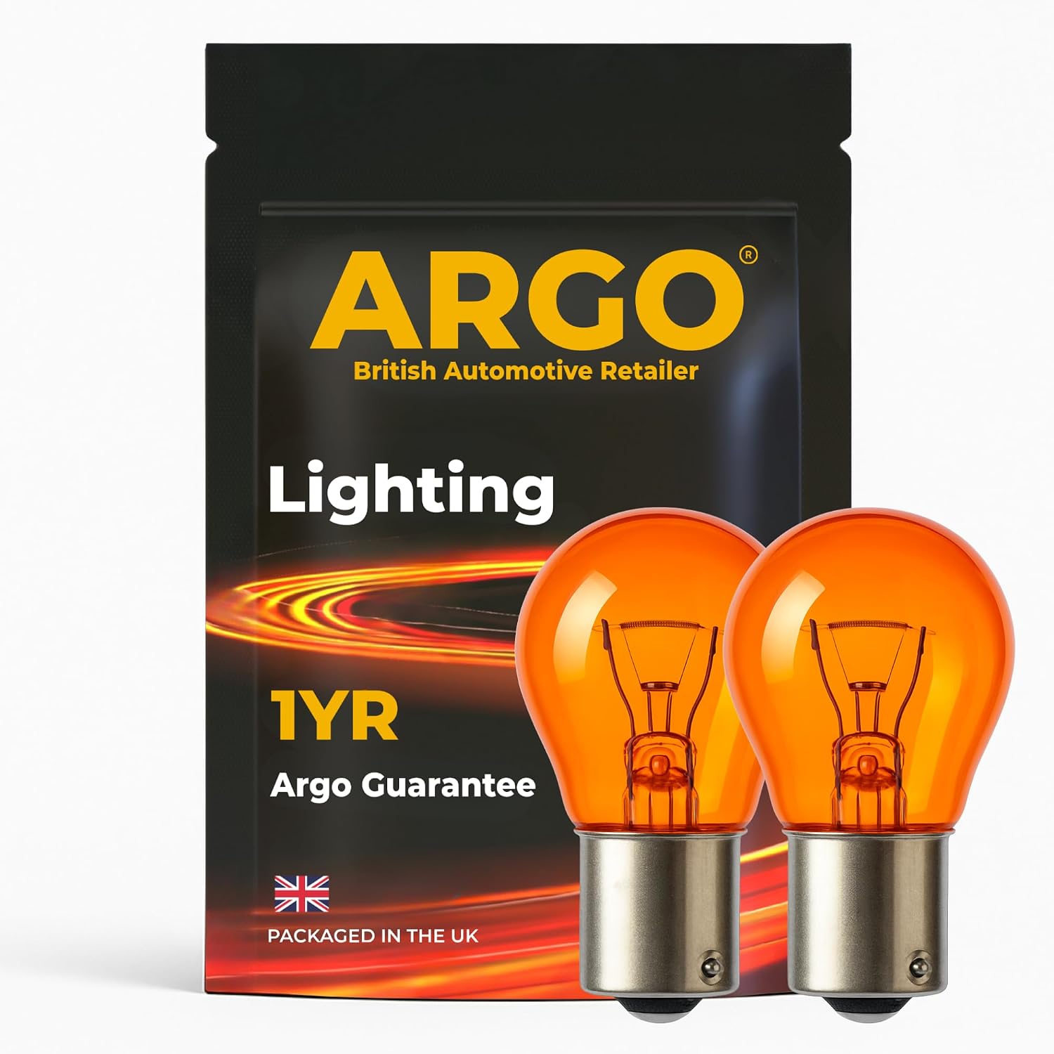 Argo 581 PY21W Indicator Bulbs 12V 21W BAU15S Orange Amber Turn Signal Hazard Light Road Legal Halogen Headlight Bulb - Pack of 2 Replacement