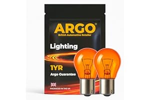 Argo 581 PY21W Indicator Bulbs 12V 21W BAU15S Orange Amber Turn Signal Hazard Light Road Legal Halogen Headlight Bulb - Pack of 2 Replacement