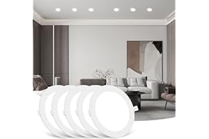 Sararoom 5Packs 12W LED Round Ceiling Panel Light 6500K Cool White Ultra Slim Downlights 1080lm Recessed Ceiling Lights for Living Room Bedroom Bathroom Corridor Kitchen Office Shop