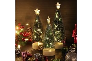 SUNWUUN 3 Stück LED Mini Weihnachtsbaum,Tannenbaum Künstlich Klein,Bunte Lichter Weihnachtsbaum,Mini Weihnachtsbaum mit Led,Mini Weihnachtsbaum mit Beleuchtung,Weihnachten Deko 16/19/21cm