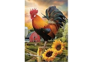 MXJSUA 5D Diamond Painting Coq Animaux Diamant Painting Diamant Animaux Peinture Diamant Animaux Coq Kit Broderie Diamant Kit Complet 5D Diamond-Painting Fleur Décoration Murale de la Maison 30 x 40cm