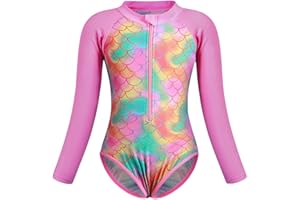 Jolikley Girls Swimming Costume One Piece Swimsuit Unicorn Swimwear Mermaid Swimming Costume Girls Rash Guard Kids Holiday Beachwear Swimmable Summer Bathing Suit Kids Wetsuit