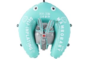 HECCEI Bouee Bebe Autom Gonflable, Mambobay Pliage Compressible Flotteur de Piscine pour Bébé, Bouée Bébé avec Réglable Taille Protection Bague de Natation pour Enfant de 3-24 Mois