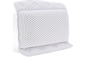 MIJOMA Poduszka łazienkowa, miękka poduszka pod kark z 8 przyssawkami, wygodna poduszka pod kark, szybkoschnąca i antypoślizgowa, wys. x gł.: 29 x 30 x 5,5 cm, biała