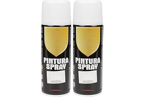 Etrexonline Pintura Spray Multicolor Profesional 400ml Adecuado Metal Madera y Plástico - Color Blanco Brillo (Paquete de 2)