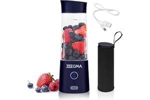 ZEEGMA VITAMINE GO Przenośny Blender do Koktajli i Smoothie 300W, Osobisty Mikser, Mini Blender 450 ml z 6 ostrzami, 2 Prędkości Bateria 5000 maH, 25 użyć na jednym naładowaniu (Granatowy)
