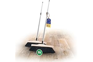 ‎NOVALIV Novaliv 2X Rosshaarbesen mit Stiel feines Tierhaar Schweifhaar weich Zimmerbesen Kehrbesen Handbesen Teleskopstiel (2, Zimmerbesen+Stiel)