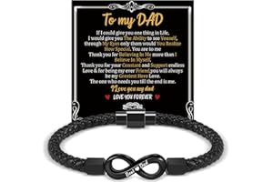 SUNSH Bracelet for Men Braided Leather Bracelet Forever Linked Together - Men's Stainless Steel Braided Leather Bracelet to My Man/Boyfriend/Husband/Son Gift for Valentines Day Birthday Anniversary