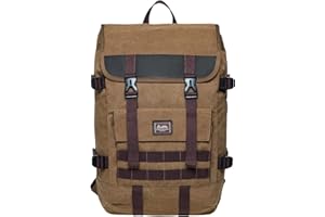 KAUKKO Plecak damski, męski, biznesowy plecak z kieszenią na laptopa – vintage, dla dziewcząt, na uczelnię i na co dzień, Khaki Jnl-kf18-01