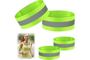 Kodwis Brassard Réfléchissant, 4 PCS Bande de Bracelet Réfléchissant Réglable Brassard de Sécurité Bande Réfléchissante de Sécurité Elastique pour à Pied Vélo Chien Extérieur Marche Jogging Cyclisme