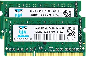 MOTOEAGLE 16GB 1RX8 PC3L-12800S RAM, 16GB Kit (2x8GB) DDR3L-1600 SODIMM PC3L-12800 DDR3 1600Mhz 1Rx8 1.35V Dual Rank RAM for Laptop 204 PIN CL11