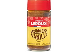 Leroux - Chicorée Soluble Vanille - 100% d'Origine Végétale - Chicorée Cultivée en France - Source de Fibres, Sans Sucres Ajoutés - Pot de 100g