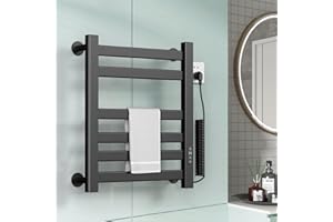 CUPCHID Elektrischer Badheizkörper, 200W & 580x490mm LED Touchscreen-Handtuchheizkörper, Handtuchheizkörper Elektrisch mit Timerfunktion, IPX4 Wasserdicht Handtuchhalter für Zuhause und Hotel