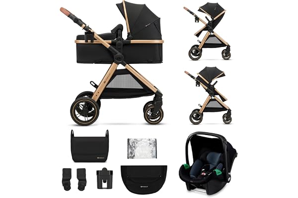 Kinderkraft ESME Poussette 3 en 1 avec porte-bébé Mink PRO I-Size, système de voyage, poussette bébé, poussette pliable, pour nouveau-né jusqu'à 4 ans, Noir