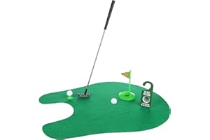 FunX Toilettengolf Geschenk Set - Lustiges Mini Golf Männergeschenk fürs Badezimmer mit Puttingmatte - 7 TLG. Golfgeschenkartikel