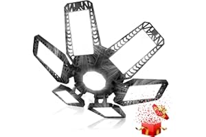 TASINUO Lámpara de Garaje 185W, 7000K Lámpara de Techo de Taller, 18500LM Lámpara de Taller LED con 6 paneles Ajustables, Focos LED, Iluminación de Taller, Lámpara Industrial para Garaje, Almacén