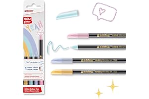 Edding 1200 - Pack de 4 Rotuladores con Purpurina - Tonos Pastel - Pinta Redonda de 3mm