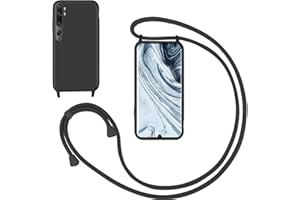 GoodcAcy Handykette Handyhülle für Xiaomi Mi Note 10/Note 10 Pro,Smartphone Necklace Hülle mit Band Schutzhülle mit Kette zum umhängen Halskette Flüssig Silikon Case für Mi Note 10/10 Pro,Schwarz