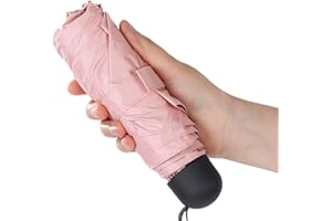 Chakipee Mini Paraguas plegable para el sol Pequeño Viaje 6 Varillas con Puesto de Paraguas y 260T Revestimiento - de Secado Rápido y Resistente a los Rayos UV