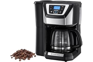 ‎RUSSELL HOBBS Russell Hobbs Kaffeemaschine mit Mahlwerk [Digitaler Timer, Brausekopf für optimale Extraktion&Aroma] Victory (1 bis 12 Tassen, 1,5l Glaskanne, Mahlgradeinstellung) Filterkaffeemaschine 22000-56
