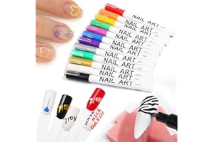MAJOR DIJIT Nail Art 3D Lackstift Zeichnung Nagel Punkt Graffiti Dotting Pen Blume Stift Haken Linie DIY Nail Art Beauty Adorn Maniküre Werkzeuge (12 Farbe)