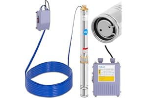 hillvert HT-ROBSON-SP550-80 Brunnenpumpe 3.000 l/h 550 W 80 m Sandgehalt max. 25% Garten Tiefbrunnenpumpe Unterwasserpumpe