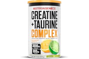 NUTRAGENICS Creatine Monohydrate Poudre - Creatine + Taurine - 500 g - Monohydrate de creatine micronisee - Poudre de creatine sans saveur - creatine monohydrate - creatine poudre - créatine (Citron vert)