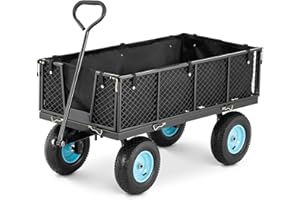 hillvert HT-TWIN 550 Carrello Pieghevole da giardinaggio Carico massimo 550 kg, 4 Ruote, Acciaio, Gomma, PVC Carrello da giardino Carretto giardino Carrello trasporto con ruote