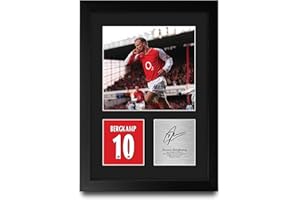 HWC Trading Dennis Bergkamp Arsenal Gifts Printed Signed Autograph Picture for Football Fans and Supporters - A4 Portrait Framed