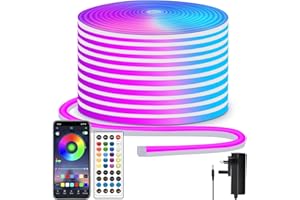 segrass LED neon Lights Strip 15M 24v RGB with Remote,APP Control, IP65 Waterproof Flexible Strip Lights for Bedroom,Room,Outdoors Decor