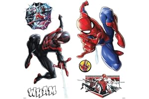 RoomMates Spider-Man Miles Morales naklejki ścienne, odklej i przyklej, czarne, czerwone, niebieskie, fioletowe