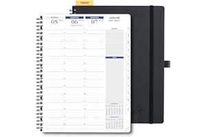 ‎POPRUN POPRUN Kalender 2024 Wochenplaner 28.5 x 22.2 cm - auf Deutsch - Terminplaner A4 Ringbuch mit 15-Minuten-Intervall und Vertikalem Wochenlayout, 100 GSM FSC®-Zertifiziertem Papier - Schwarz