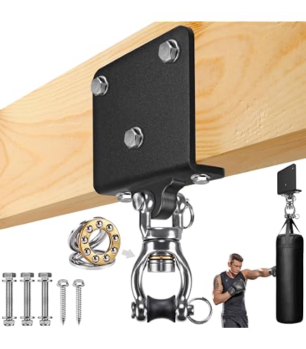 BeneLabel Crochet De Plafond Pivotant 360° – Support Robuste Pour Sac De Frappe Lourd, Hamac, Chaise Suspendue – Charge Max 272 Kg – Chaîne 120 Cm + Mousqueton Inclus