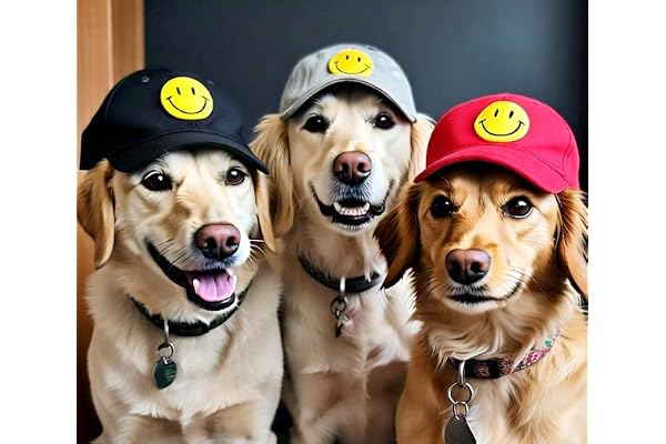 Infispace Dog's & Cat's Baseball Smile Cap with Adjustable Strap (Black, Pack of 1) (Red, L)
