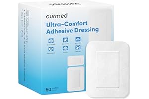 ourmed Pansements stériles 5 x 7 cm, pansement stérile autocollant à forte adhérence, protège contre les coupures et les rayures, retrait indolore, emballé individuellement, 50 pièces