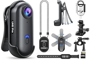 BOBLOV W4 4K Bodycam Mini caméra corporelle avec Clip Rotatif à 360° et Clip magnétique, 90 Minutes pour Enregistrement, conférences, Voyages, promenades avec Animaux de Compagnie (4K 256 Go étanche)