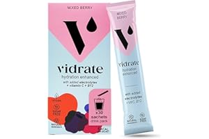 Electrolytes Powder - Hydration Sachets Packed with Vitamins - Zero Sugar Rehydration Sachet with No Artificial Sweeteners & Preservatives by ViDrate - Mixed Berry Large Pack, 30 Electrolytes Sachets