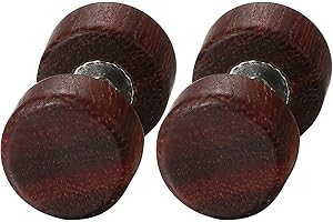 JewelryWe 1 Par Pendientes Madera Acero Inoxidable Pendientes Studs Pequeños de Hombre Mujer Unisex, Marrón Aretes Redondos de Tapones Pendientes 8-10mm