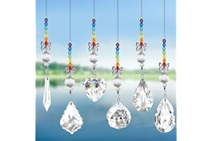 OOSHEON 6 Stück Kristalle Deko Anhänger Sonnenfänger,Kristalle Deko Anhänger, Sonnenfänger Kristall,Kristallglaskugel für Garten,Kristall Licht Dekoration