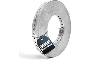 HELPMATE - Bande perforée longueur 10 m - acier galvanisé sendzimir - largeur 12 mm - épaisseur 0,8 mm - galvanisé de haute qualité - Robuste pour le bâtiment, l'atelier, les projets de bricolage
