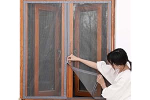 WUWEI Zanzariera da balcone con chiusura lampo, lavabile, zanzariera per finestra, zanzariera, zanzariera autoadesiva per insetti, facile installazione, tagliata su misura