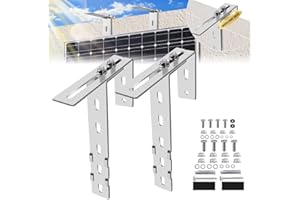 SZ-KARIDGE 2 soportes ajustables para panel solar, gancho para balcón, soporte para balcones, para módulo solar, balcón y techo plano, ganchos de acero inoxidable para balcones, soporte para módulo solar