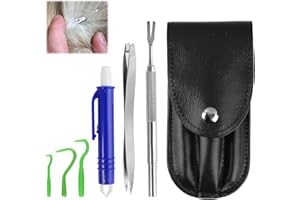 CKDSA Pinzas garrapatas Perros Humanos Juego de 6 Unidades con 3 Ganchos para garrapatas y 2 Pinzas de Metal y 1 Pinza para garrapatas fácil y Segura para Eliminar garrapatas para niños y