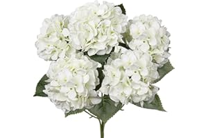 ‎HOLLYONE Groß Hortensien Kunstblumen Künstliche Blumen Hortensie, Kunstblumen Wie Echt, Plastik Hortensie Künstliche hortensien für Badezimmer Wohnzimmer Deko Heimdekoration Blumenarrangement Weiß