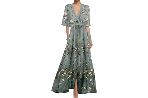 Moollyfox sommarklänning dam lång elegant maxiklänning med blommönster V-ringad boho strandklänning