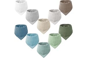 VOMARHUG Muslin Baby Lätzchen,10 Stück Sabberlätzchen Baby,Muslin Dreieckstuch Baby,Super Saugfähige Bio-Baumwoll Halstuch Baby,Lätzchen für Säugling Kleinkinder