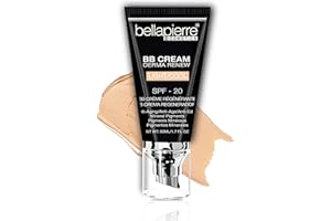 BELLAPIERRE COSMETICS bellapierre BB Cream with SPF 20 - Tinted Sunscreen, Concealer, Matte Foundation, & Moisturizing Face Cream | Lightweight Formula + Pump Top Applicator | Non-Toxic & Paraben Free - 48 ML - Light Cool