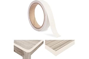 SRVILLG 15mm Edging Tape, 10m Self-Adhesive Veneer Edge Banding Strip, Wood Repair Trim Roll, Pre Glued Edge Banding for Furniture, Worktops, Cabinets, Desks, No Iron Needed, Off-White